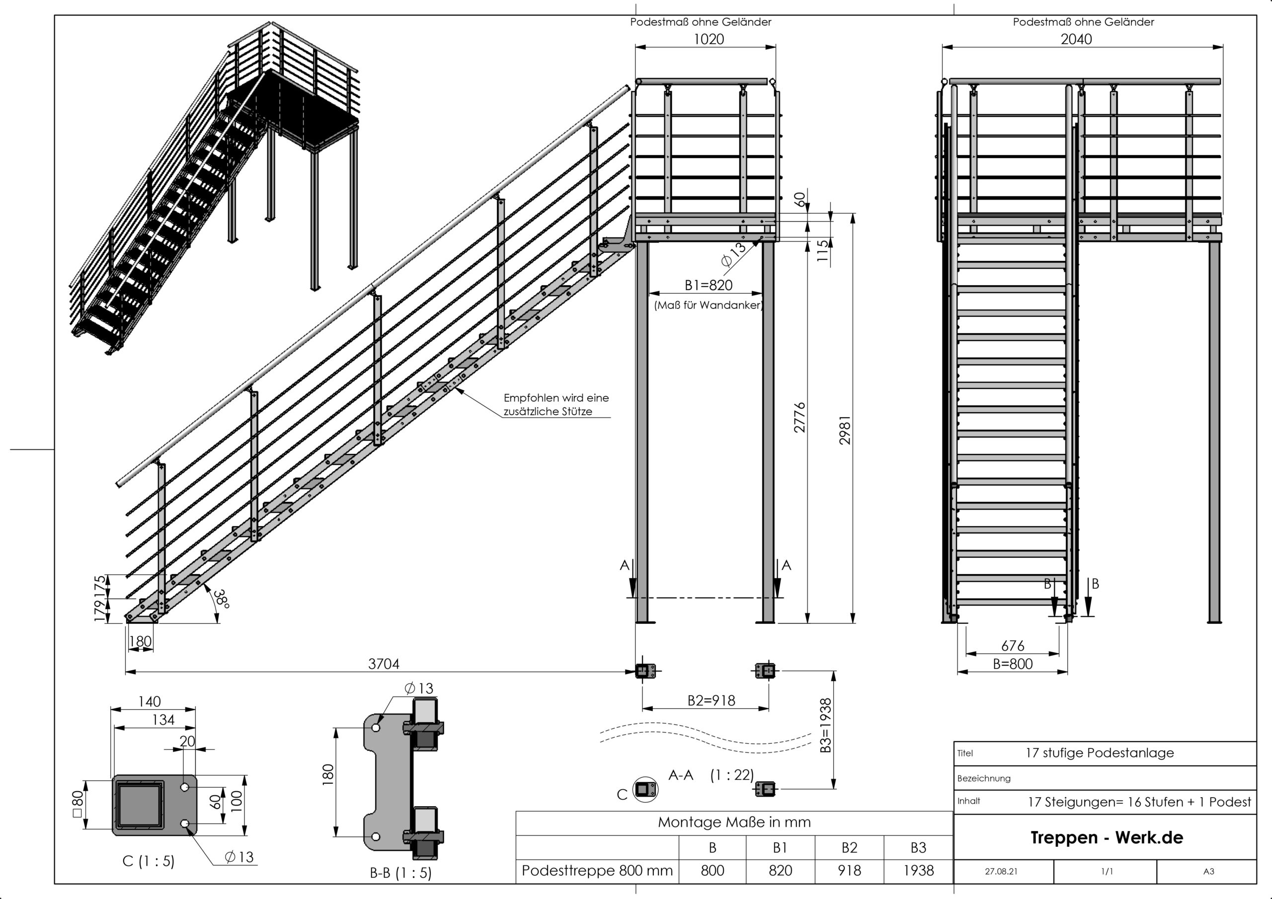 Treppenunterstützung für Projekt 2000 u. Lippert 2+3 Stufen in